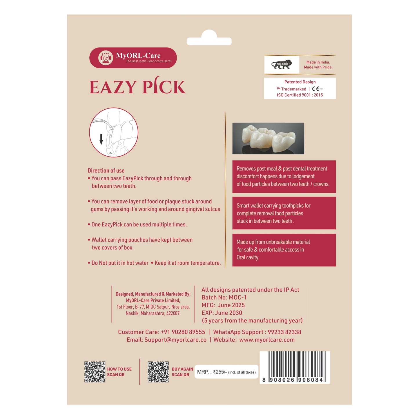 Combo - My1Brush (3 Sided Toothbrush) + Eazypick (Toothpicks)