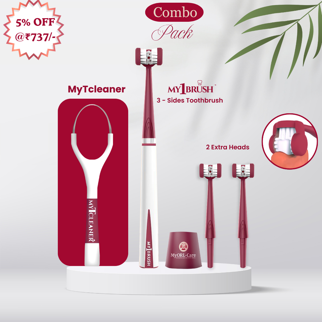 Combo - My1Brush (3 Sided Toothbrush + MyTCleaner (Tounge Cleaner)