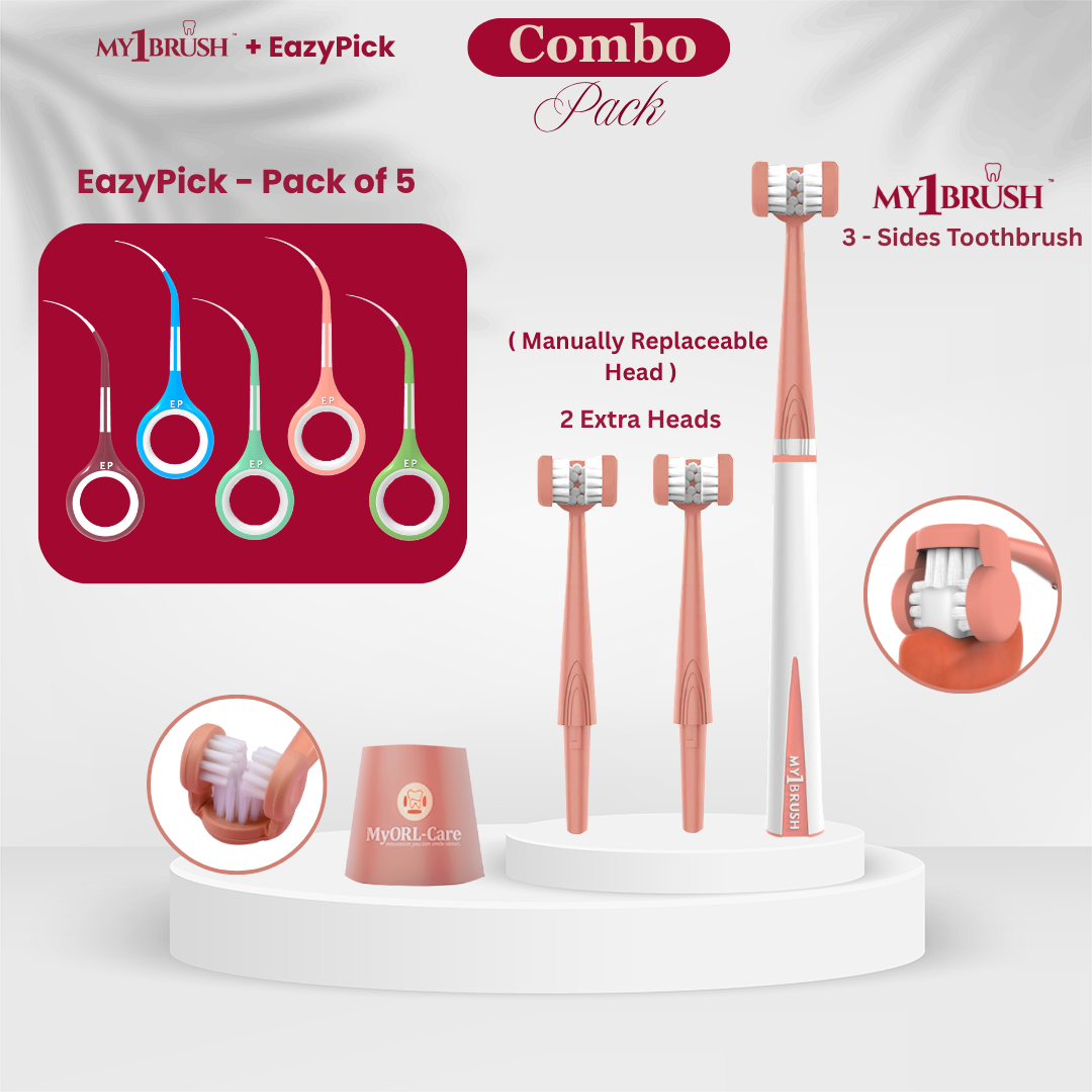 Combo - My1Brush (3 Sided Toothbrush) + Eazypick (Toothpicks)