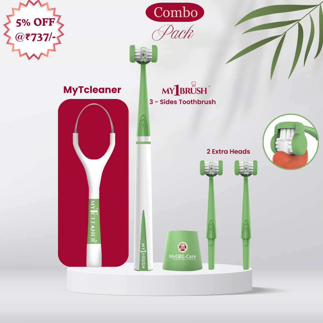 Combo - My1Brush (3 Sided Toothbrush + MyTCleaner (Tounge Cleaner)