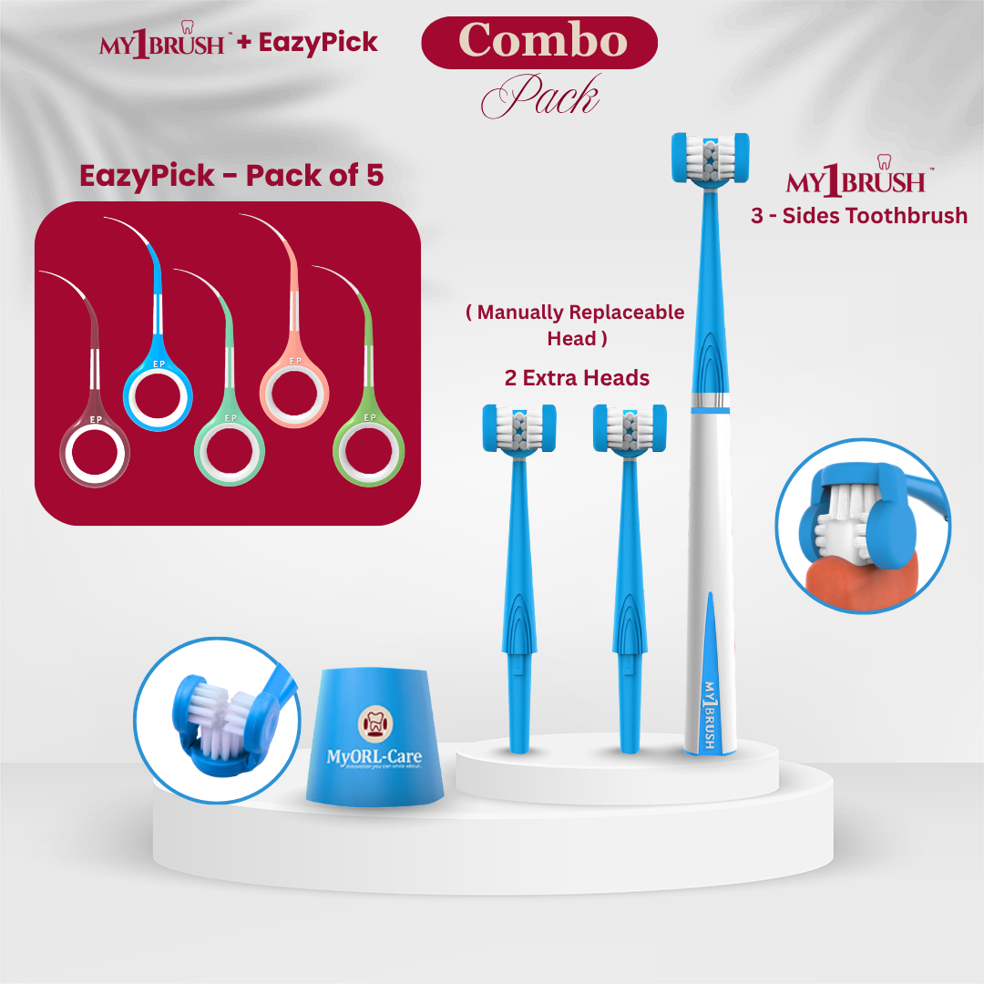 Combo - My1Brush (3 Sided Toothbrush) + Eazypick (Toothpicks)
