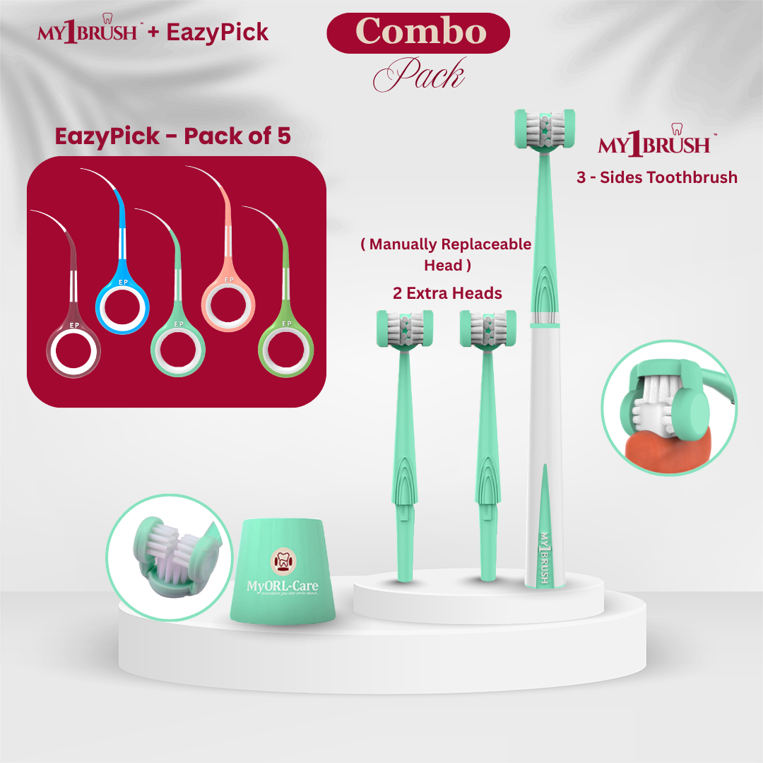 Combo - My1Brush (3 Sided Toothbrush) + Eazypick (Toothpicks)
