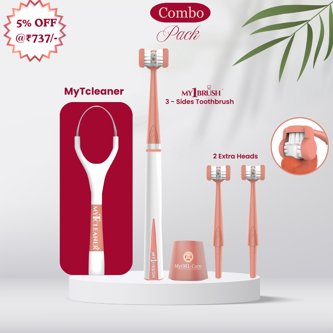 Combo - My1Brush (3 Sided Toothbrush + MyTCleaner (Tounge Cleaner)