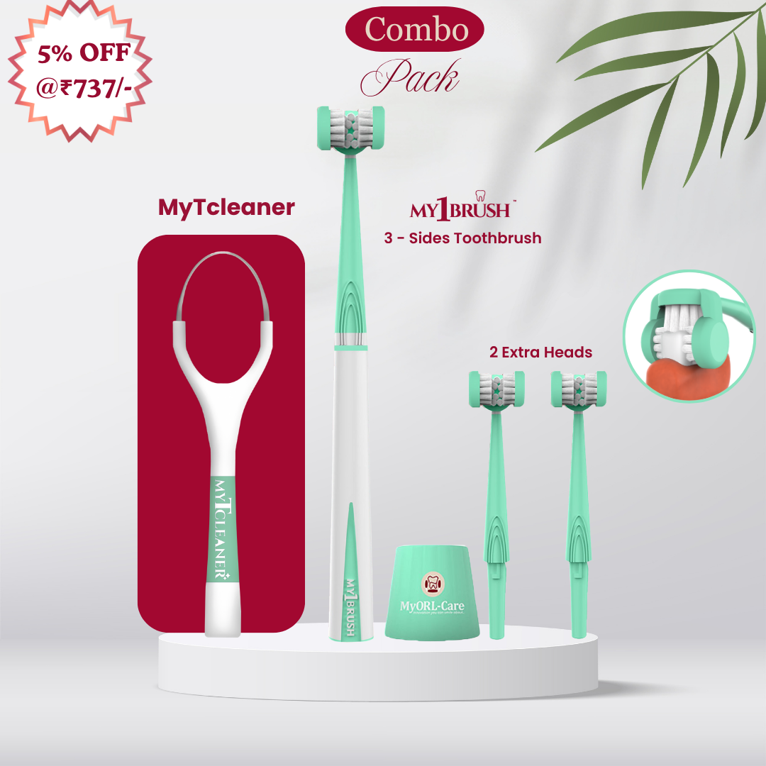 Combo - My1Brush (3 Sided Toothbrush + MyTCleaner (Tounge Cleaner)