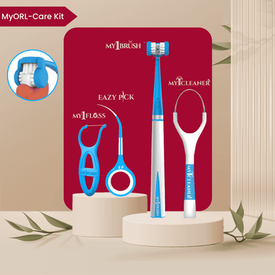 MyOrl-Care Kit (3-Sided Toothbrush, Floss Picks, Tounge Cleaner, Toothpicks)