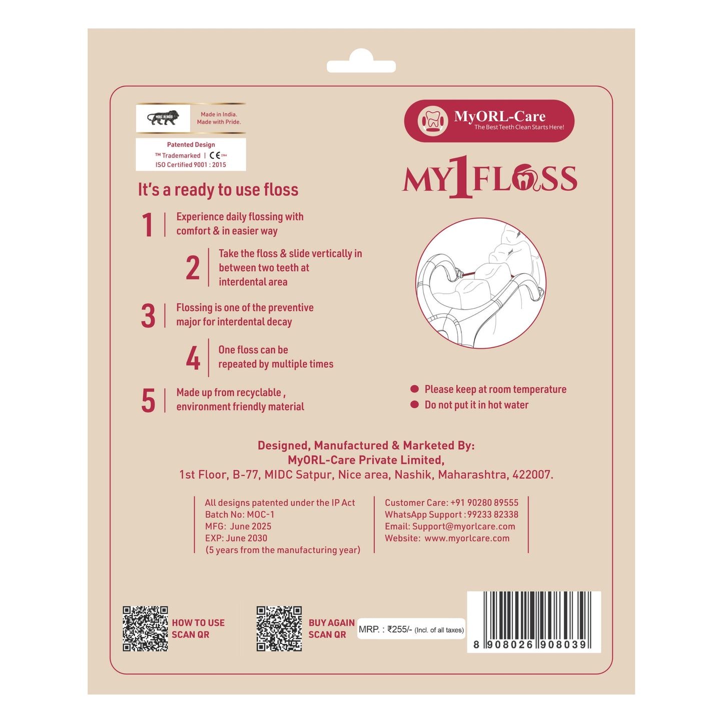 My1Floss - Instant Dental Floss (Pack of 5)