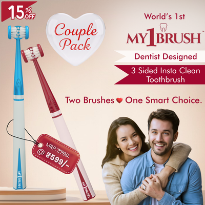 My1Brush - Couple Pack | World's First 3 Sided Insta Clean Manual Toothbrush