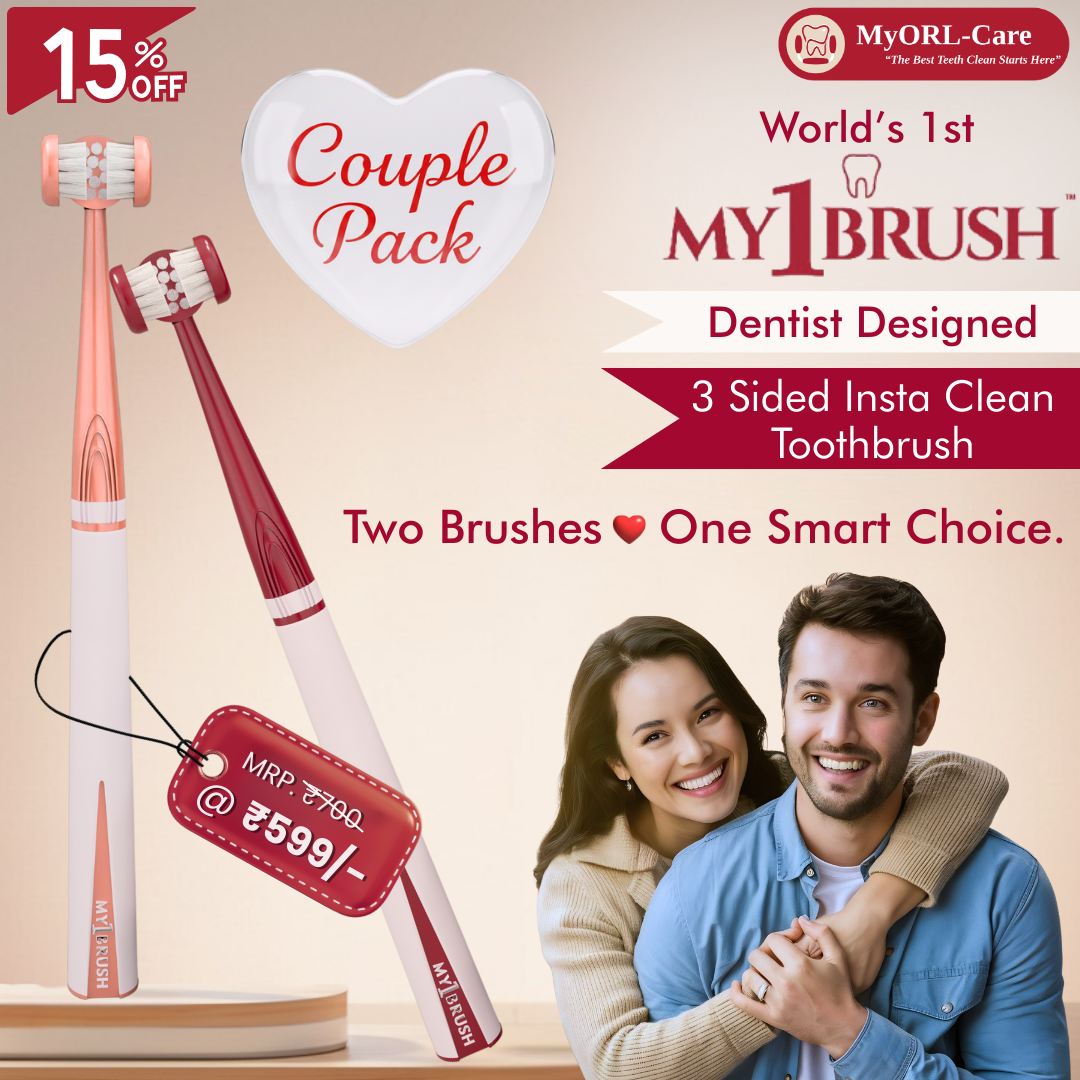 My1Brush - Couple Pack | World's First 3 Sided Insta Clean Manual Toothbrush