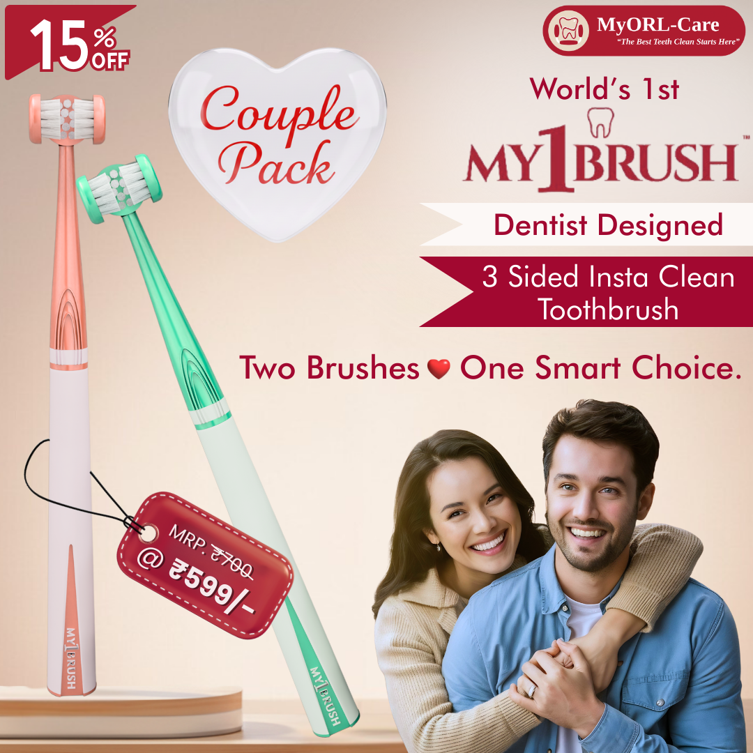 My1Brush - Couple Pack | World's First 3 Sided Insta Clean Manual Toothbrush