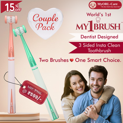 My1Brush - Couple Pack | World's First 3 Sided Insta Clean Manual Toothbrush
