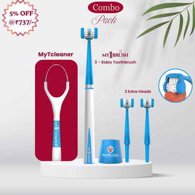 Combo - My1Brush (3 Sided Toothbrush + MyTCleaner (Tounge Cleaner)