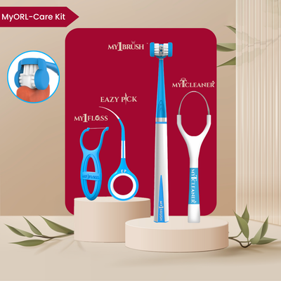 MyOrl-Care Kit (3-Sided Toothbrush, Floss Picks, Tounge Cleaner, Toothpicks)