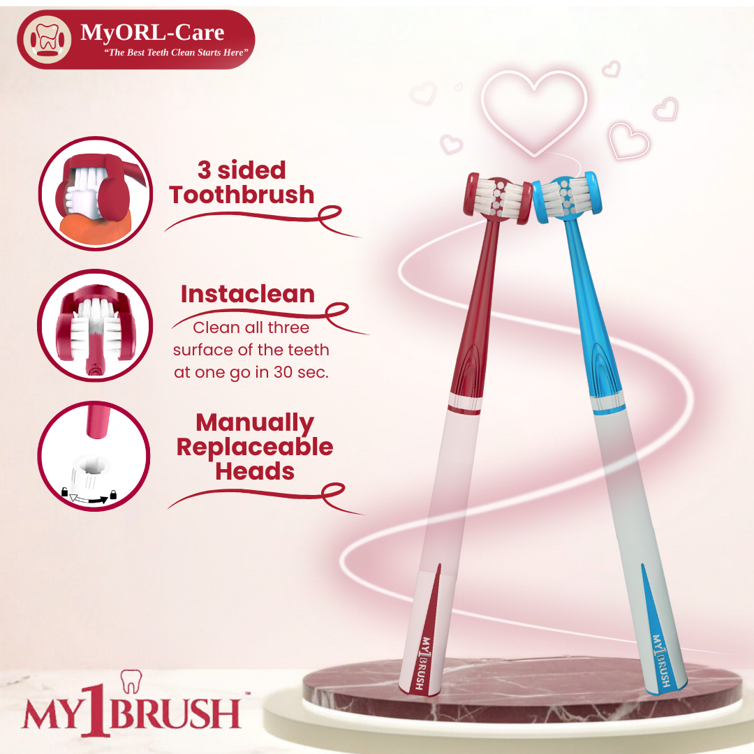 My1Brush - Couple Pack | World's First 3 Sided Insta Clean Manual Toothbrush