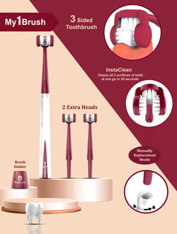 3-Sided 360° Manual Toothbrush – Best for Plaque Removal and Bad Breath Prevention