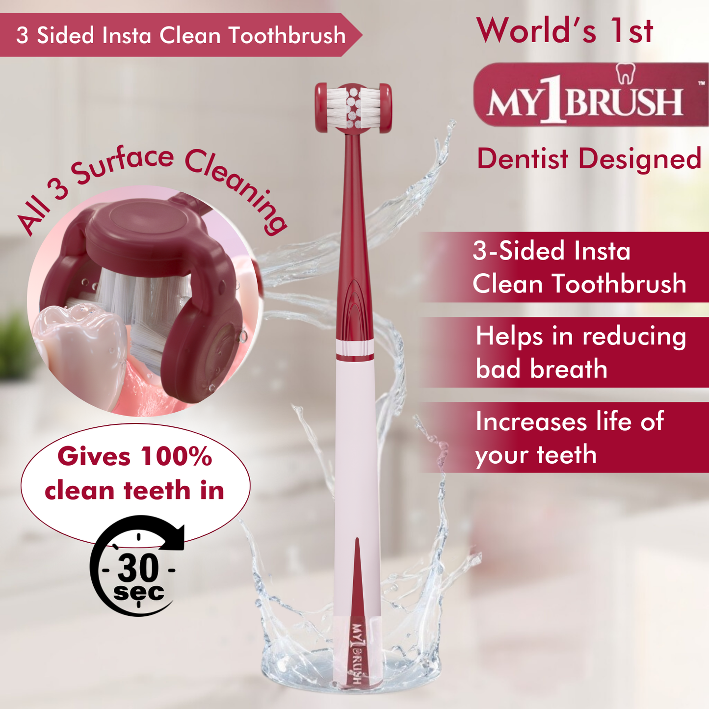 My Orl-Care Kit - Complete Daily Oral Hygiene Kit (3-Sided Manual Ultra Soft Bristle Toothbrush, Floss Picks, Tongue Cleaner, Toothpicks)
