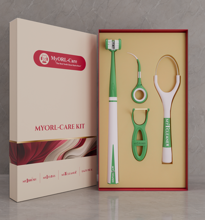 My Orl-Care Kit - Complete Daily Oral Hygiene Kit (3-Sided Manual Soft Bristle Toothbrush, Floss Picks, Tongue Cleaner, Toothpicks)