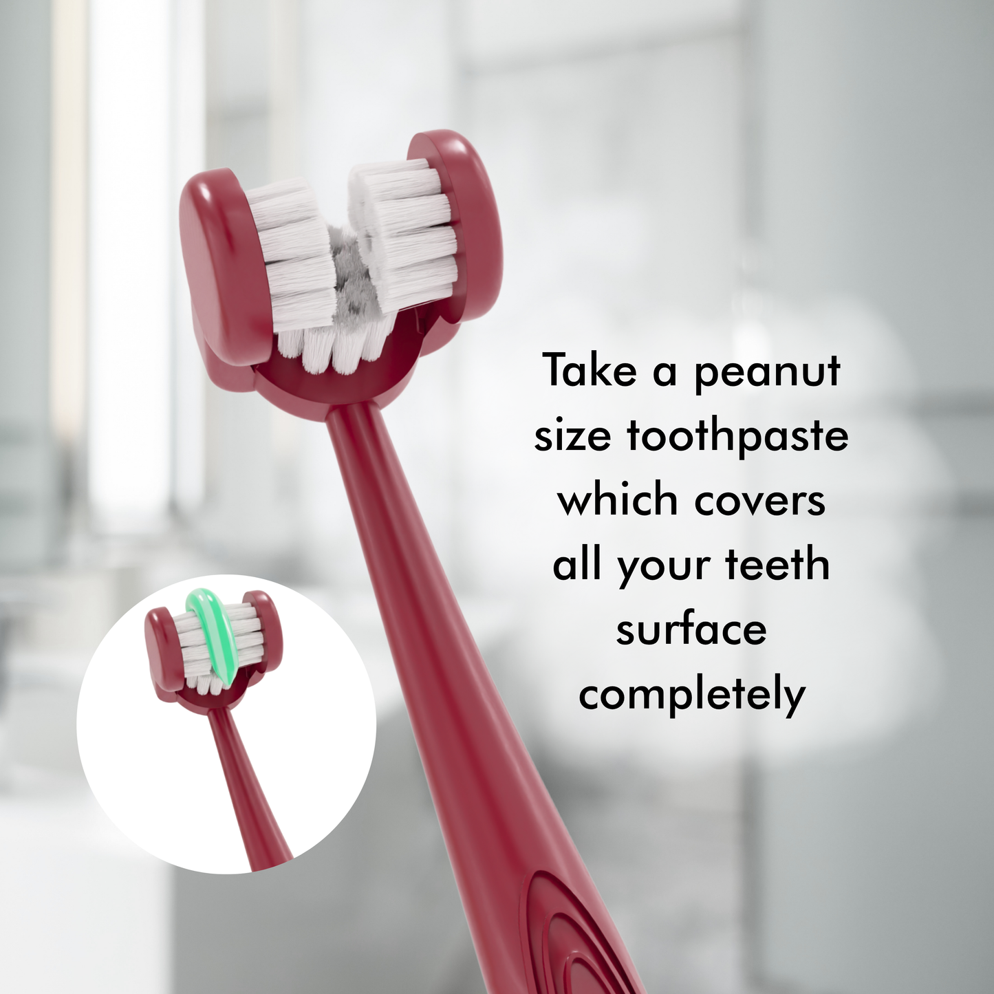 My1Brush - 3 Sided Insta-Clean Manual Toothbrush | Soft Bristles | 1 Year pack with 2 replaceable heads