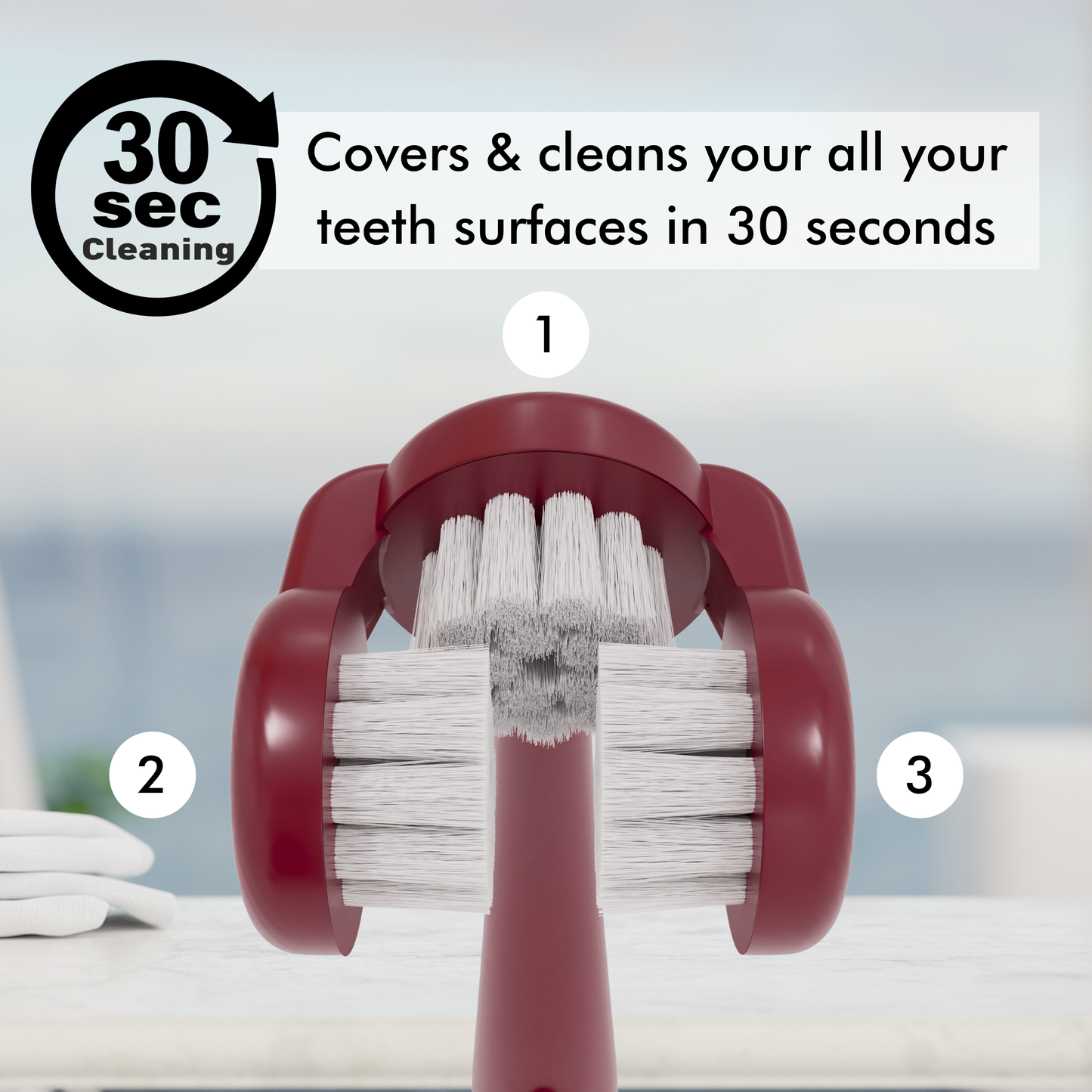My1Brush - 3 Sided Insta-Clean Manual Toothbrush | Soft Bristles | 1 Year pack with 2 replaceable heads