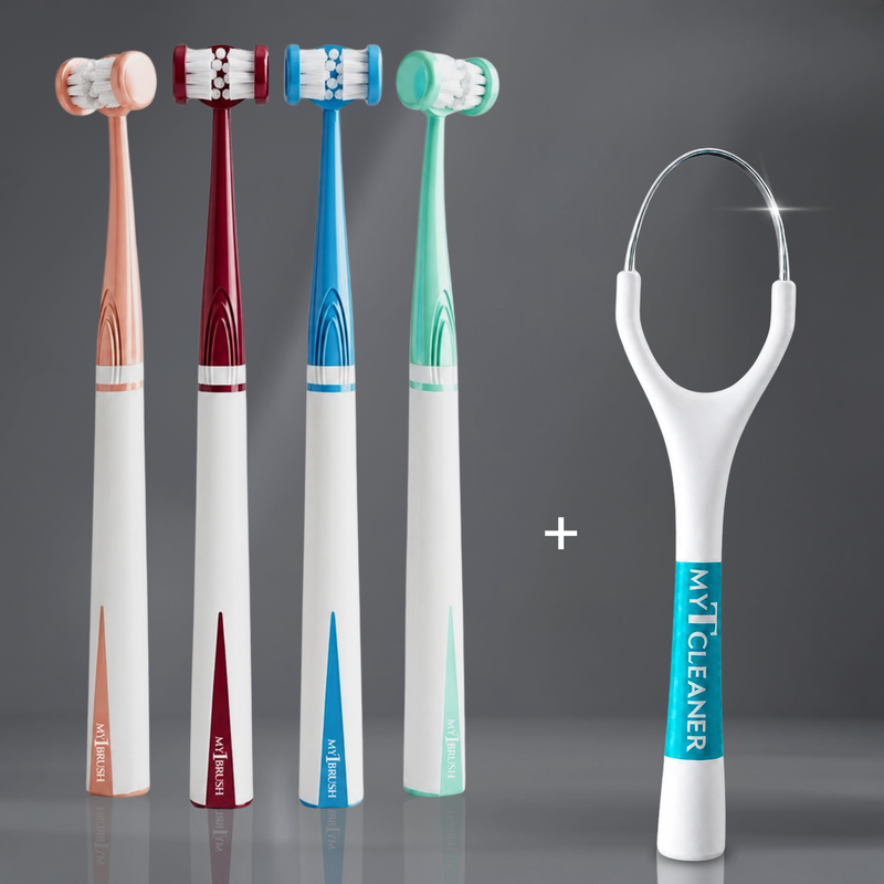 My1Brush Family Pack (4 Ultra Ultra Soft Bristle Brushes) + Free Tongue Cleaner | Super Saver Pack